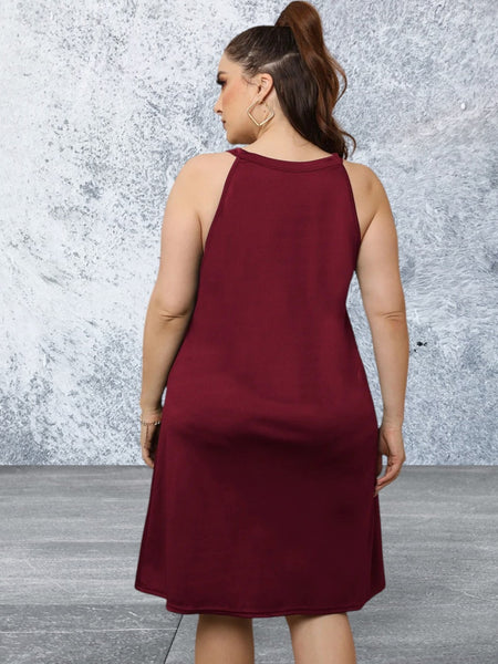 Plus Size Cutout Round Neck Sleeveless Dress