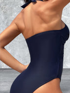 Crisscross Halter Neck One-Piece Swimwear