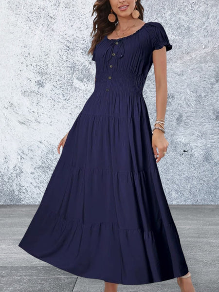 Women's Ostoo Off Shoulder Short Sleeve Maxi Long Dress