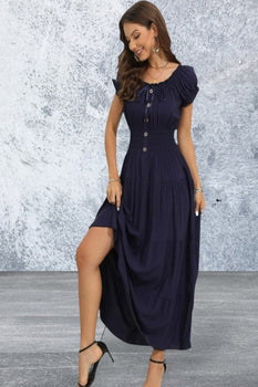 Women's Ostoo Off Shoulder Short Sleeve Maxi Long Dress