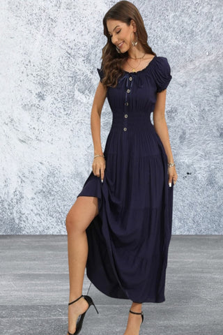 Women's Ostoo Off Shoulder Short Sleeve Maxi Long Dress