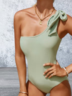 Tied One Shoulder One-Piece Swimwear