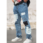 Mens Straight Leg Denim Patch Jeans
