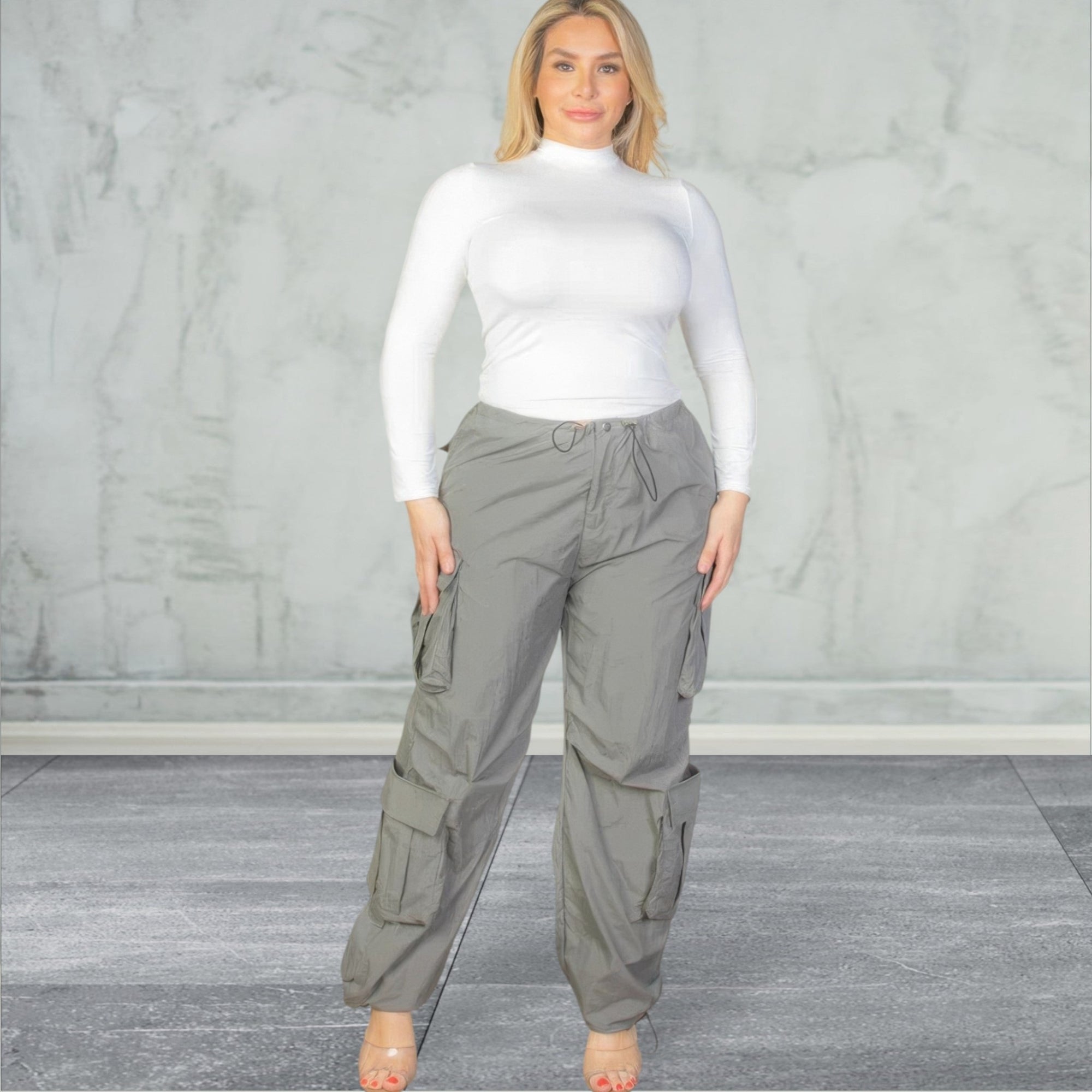 Plus Size Drawstring Ruched  Pants