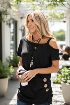 Women's Short Sleeve Cold Shoulder Blouse