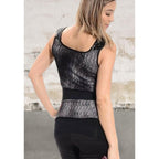 Women sleeveless cowl neck belted blouse