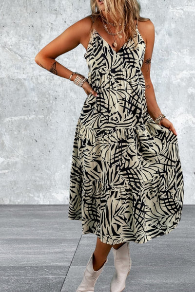 Women's V Neck Spaghetti Straps Tiered Dress