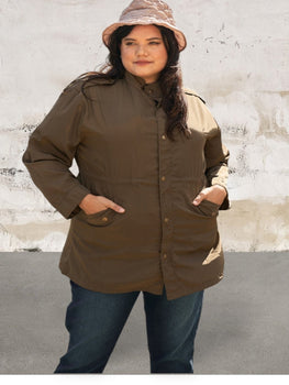 Plus Size Zip-Up And Button Down Fall Coat