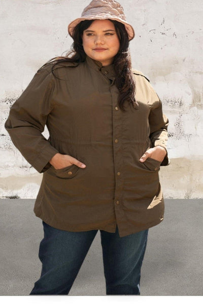 Plus Size Light Weight Zip Up And Button Down Fall Coat