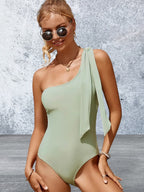 Tied One Shoulder One-Piece Swimwear