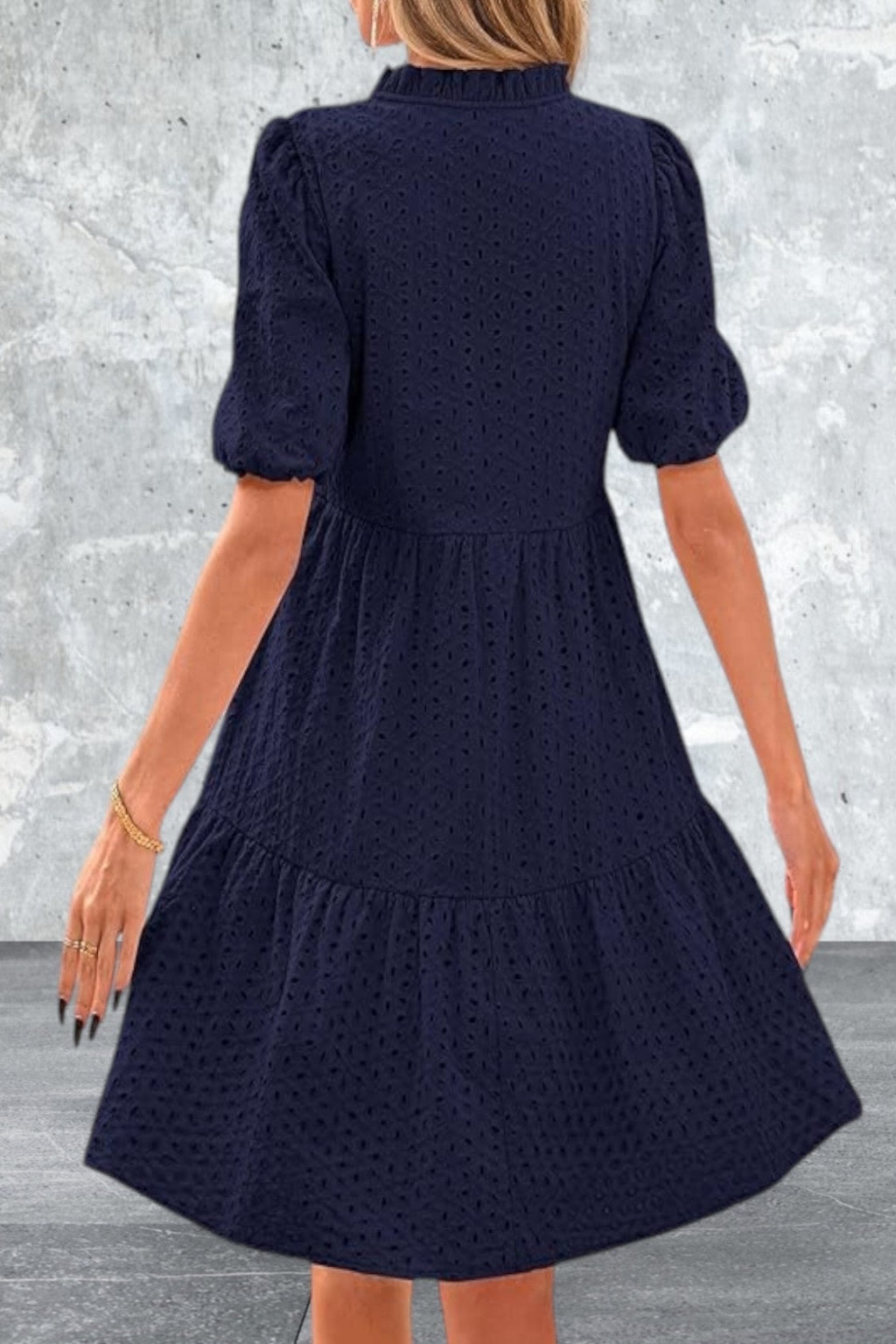 KIRUNDO Eyelet Summer Short Sleeve Dresses With Pockets