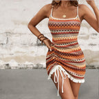 Perfee Backless Square Neck Mini Knit Dress