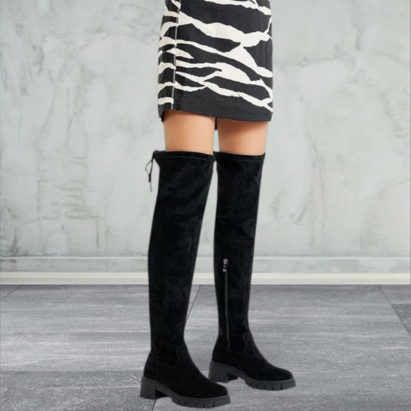 Jeossy Women's Knee High Platform Thigh High Round Toe Long Boots