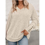 Long Sleeve V-neck Soft And Stretchy Fall Knit Sweater