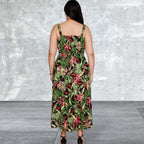 Plus Size Sleeveless Leaf Print Dress