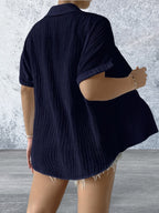 Plus Size Short Sleeve Button Front lightweight Shirt