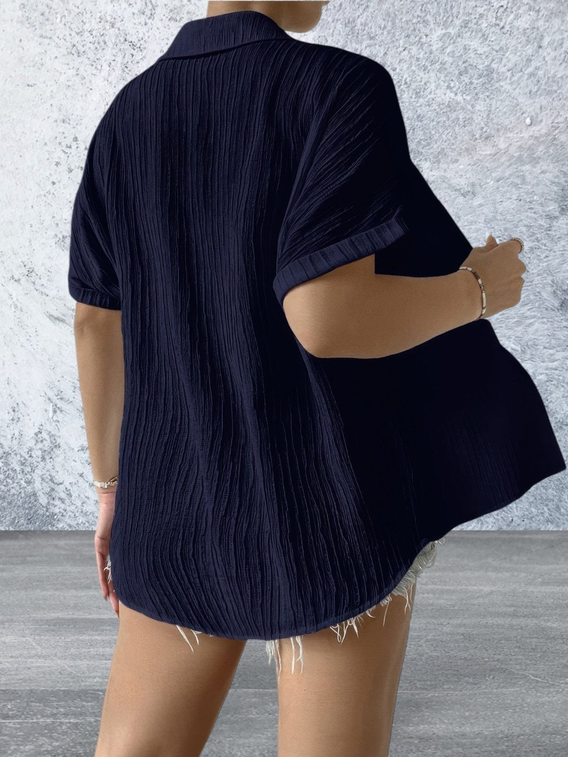 Plus Size Short Sleeve Button Front lightweight Shirt