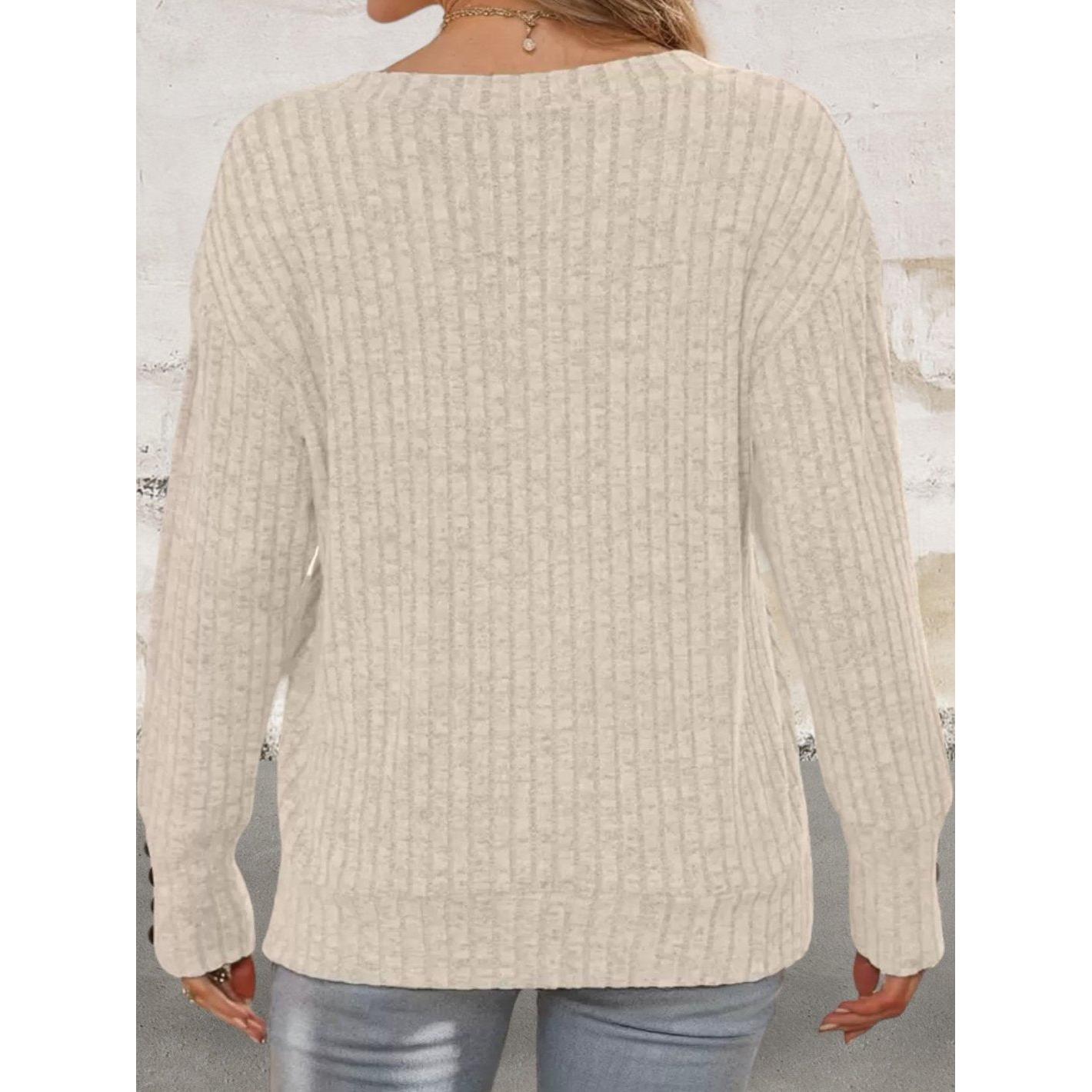Long Sleeve V-neck Soft And Stretchy Fall Knit Sweater
