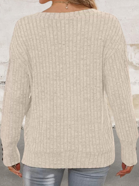 Long Sleeve V-neck Soft And Stretchy Fall Knit Sweater