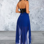 Strapless high low juniors chiffon dress
