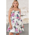 Plus Size Tropical Print Open Back Dress