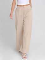 Women's Solid Elastic Waistband Pants