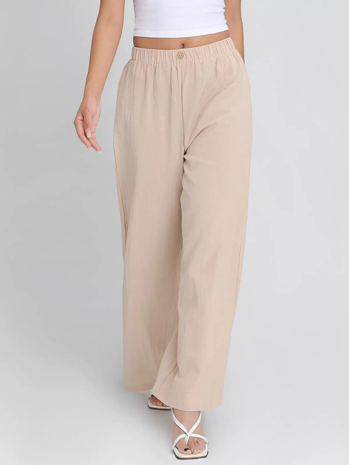 Women's Solid Elastic Waistband Pants