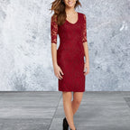 Juniors lace quarter sleeves bodycon dress