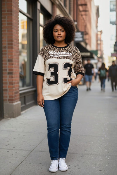 Short Sleeve Loose Fit Leopard Print Summer Top