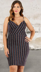 Plus Size Sleeveless Striped Short Dress