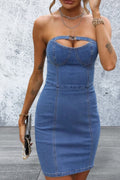 Strapless Cutout Denim Dress