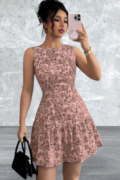Floral Print Sleeveless Mini Dress
