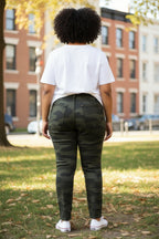 Camo Stretch Button-Fly High Rise Curvy Jeans