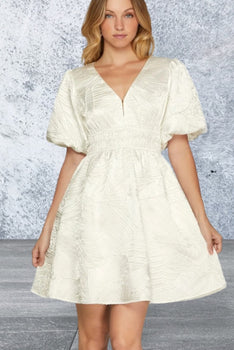 She + Sky Crinkle Woven V-Neck Mini Dress