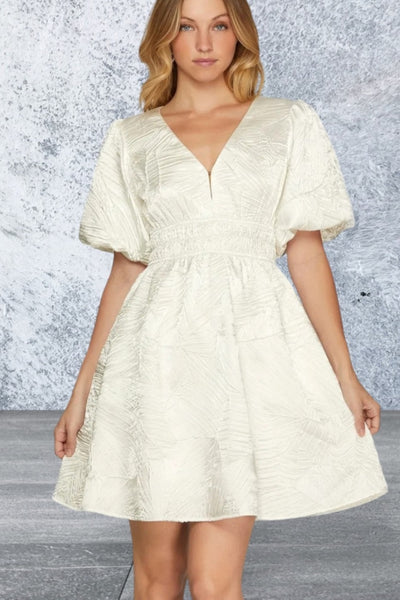 She + Sky Crinkle Woven V-Neck Mini Dress