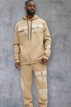 Men's Pullover Long Sleeve stylish Chest Packets hoodie
