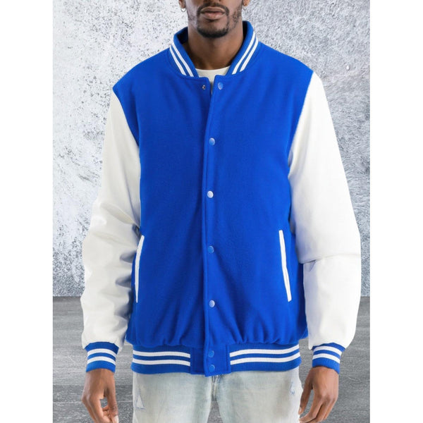 Men's Button Front Melton Letterman's Varsity Jacket