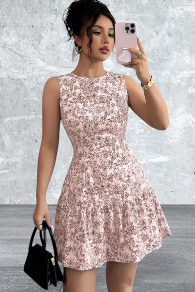 Floral Print Sleeveless Mini Dress