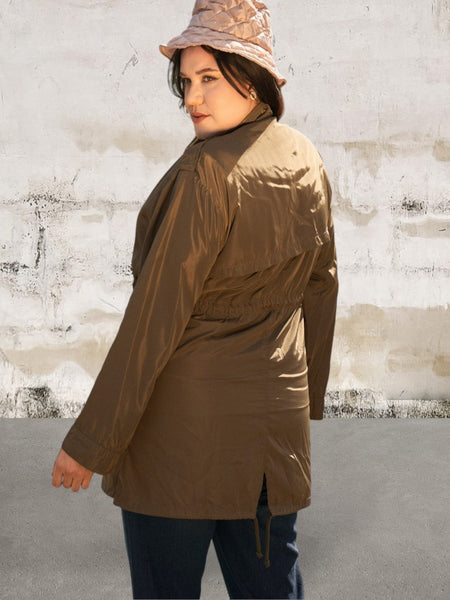 Plus Size Zip-Up And Button Down Fall Coat