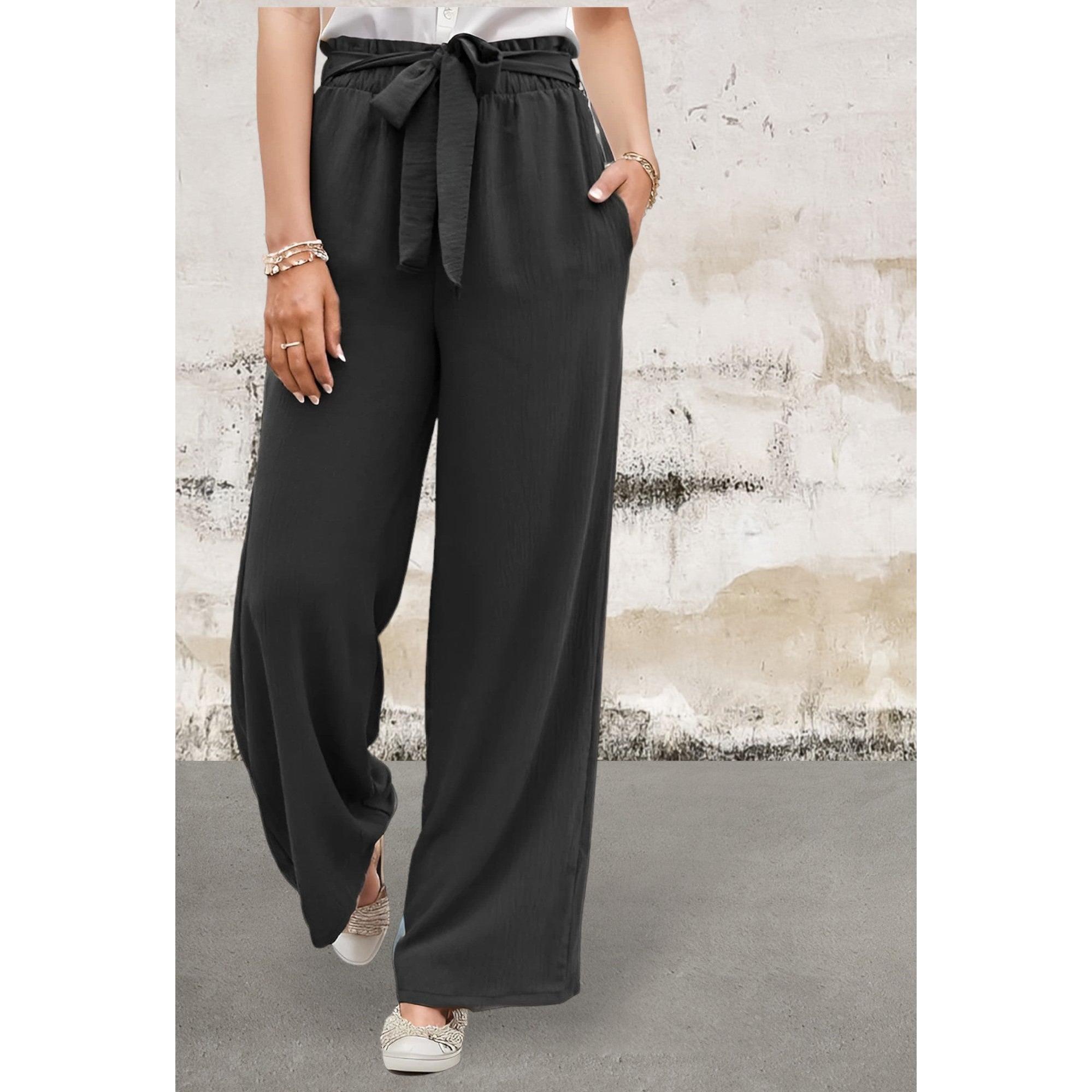 High Rise Elastic Waist Palazzo Pants