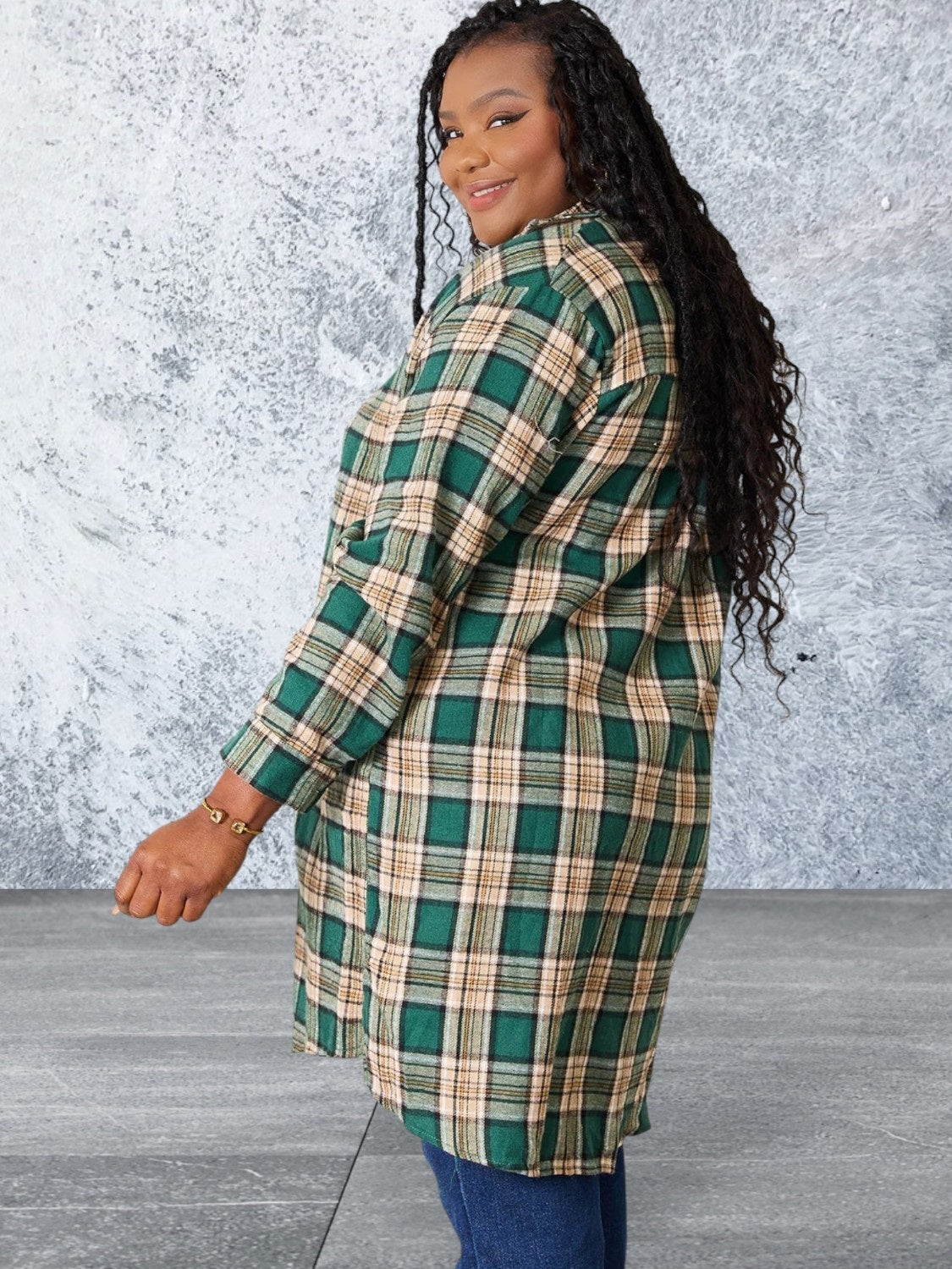Mandy Plaid Collared Neck Long Sleeve Shirt