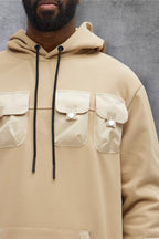 Men's Pullover Long Sleeve stylish Chest Packets hoodie
