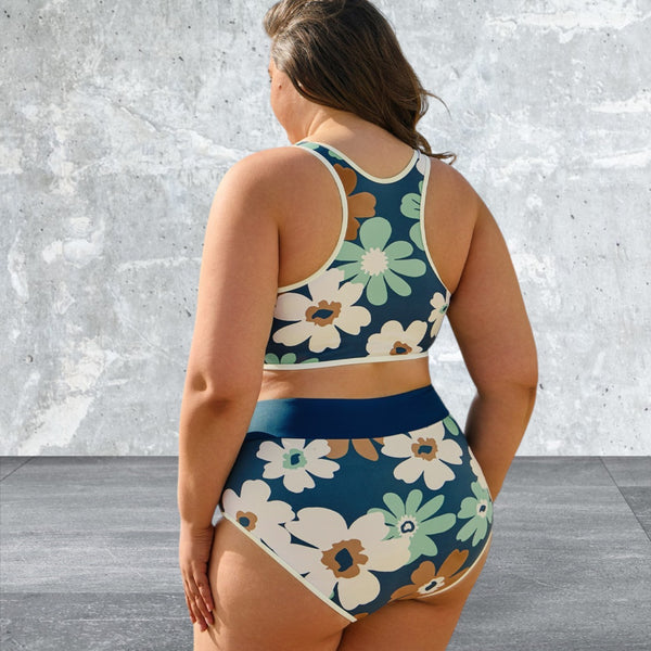 Plus Size Floral Printed Two Pieces Bikini Swimsuit