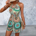 Sleeveless Printed Grecian Neck Romper
