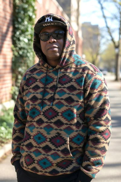 Mend's Aztec Diamond Print Hoodie