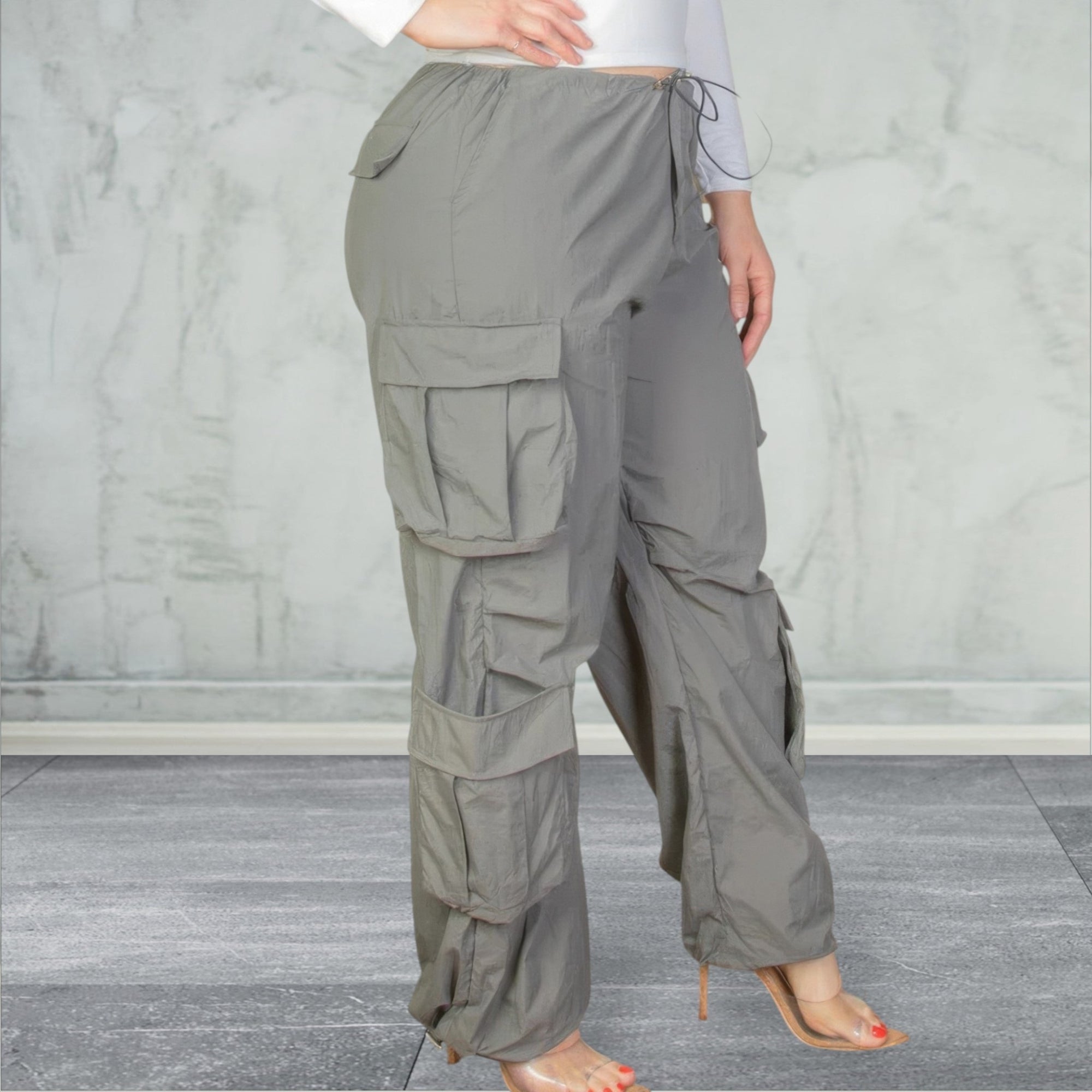 Plus Size Drawstring Ruched  Pants