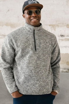Men long sleeve 1/4 zip front sweater