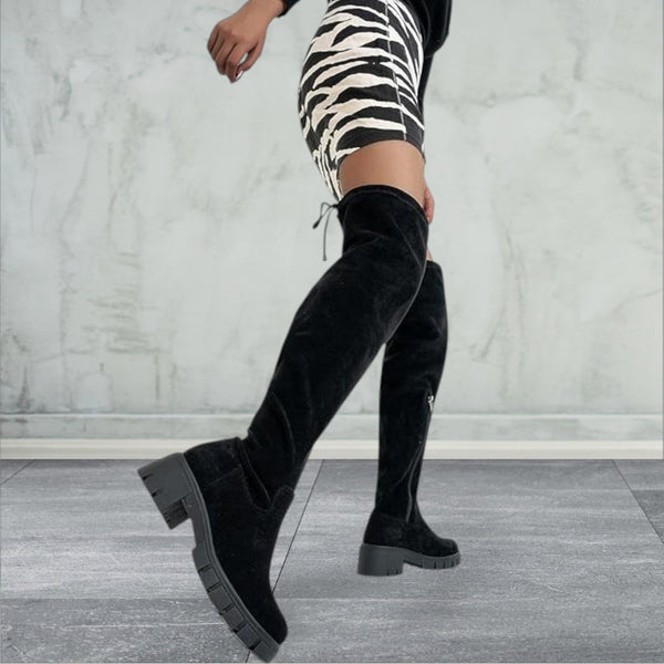 Jeossy Women's Knee High Platform Thigh High Round Toe Long Boots