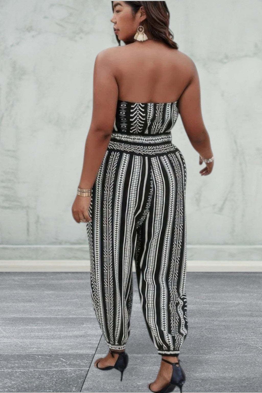 Plus Size Print Sleeveless Jumpsuit
