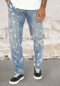 Men's baggy paint splash jeans